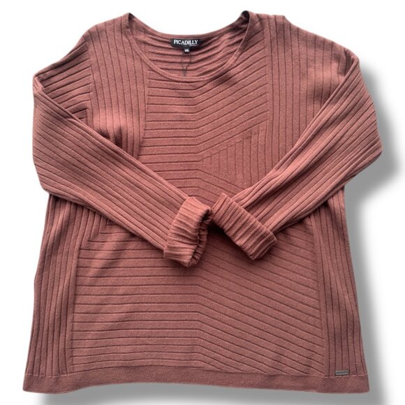 Picadilly Textural Stripe Pullover Sweater NWT - Picture 1 of 4